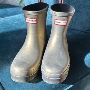 Hunter Gold Ankle Boots